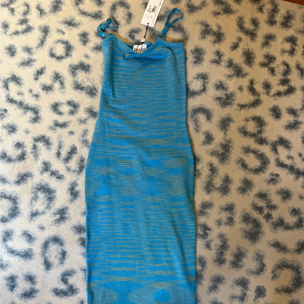 Sndys Blue Striped Midi dress